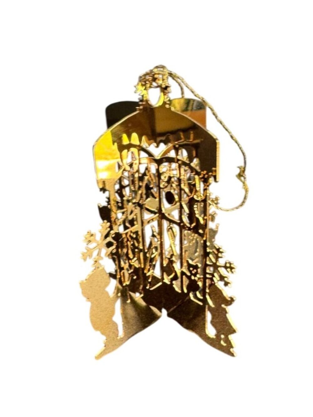 Danbury Mint 1992 Winter Forest Children Snowflake Christmas Ornament Gold Tone - Picture 3 of 6